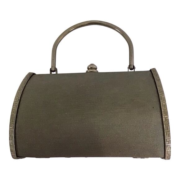 Vintage Silver Metal Clutch Purse Evening Handbag Top Handle 8.5x4 - Picture 3 of 16